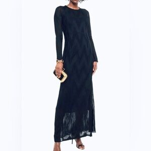 NEW M Missoni crochet V-neck knit black maxi dress NWT